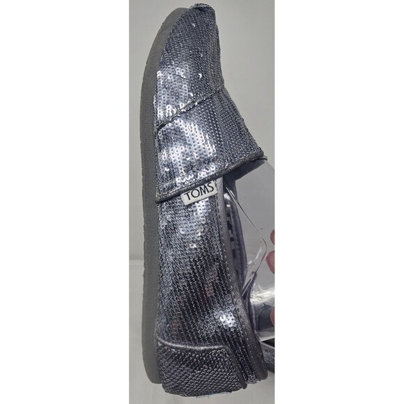 TOMS Pewter Sequin Classics Slip On Flats Womens Shoes Size W7.5 - Picture 5 of 11
